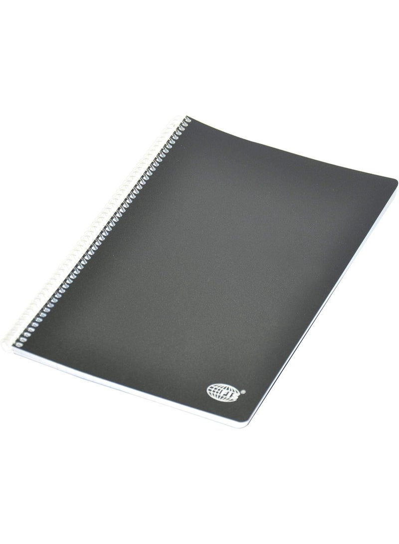 FIS Spiral PP Soft Cover Notebook, French Ruling, 100 Sheets, A4 Size, Black Color - FSNBSA4FRPPBK - Image 2